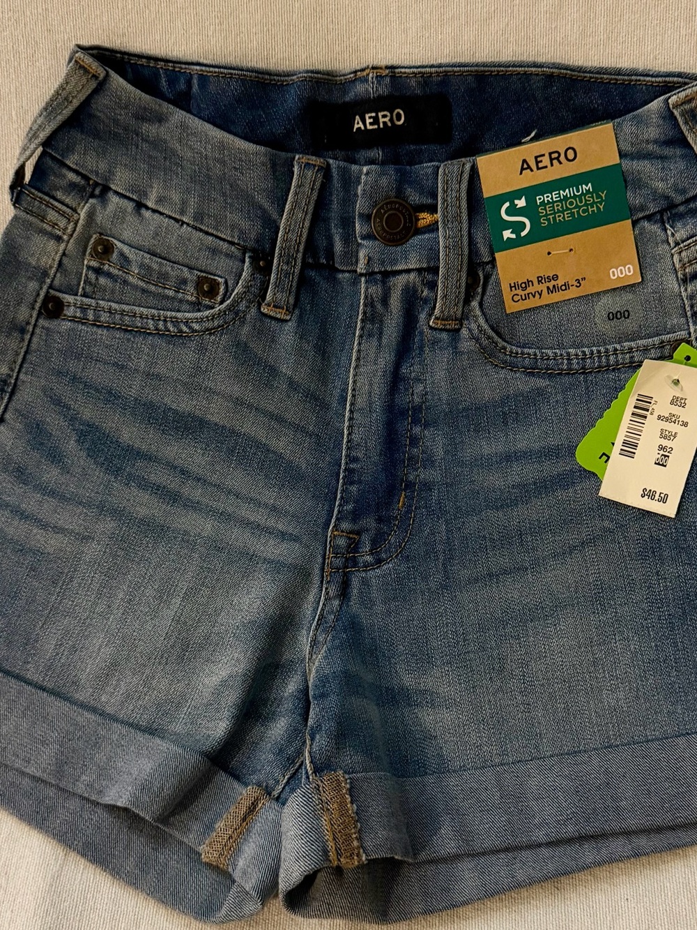 Aéropostale NWT High Rise Curvy Midi Denim Shorts Blue Size 000